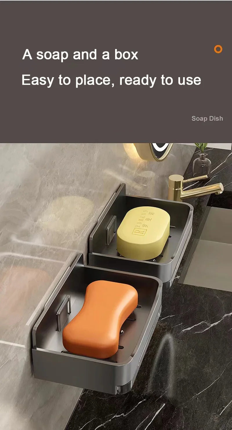 Bathroom Soap Holder Free-Punching Wall Mounted Soap Sponge Holder Organizer Double drainage Soap Dish Bathroom accessories