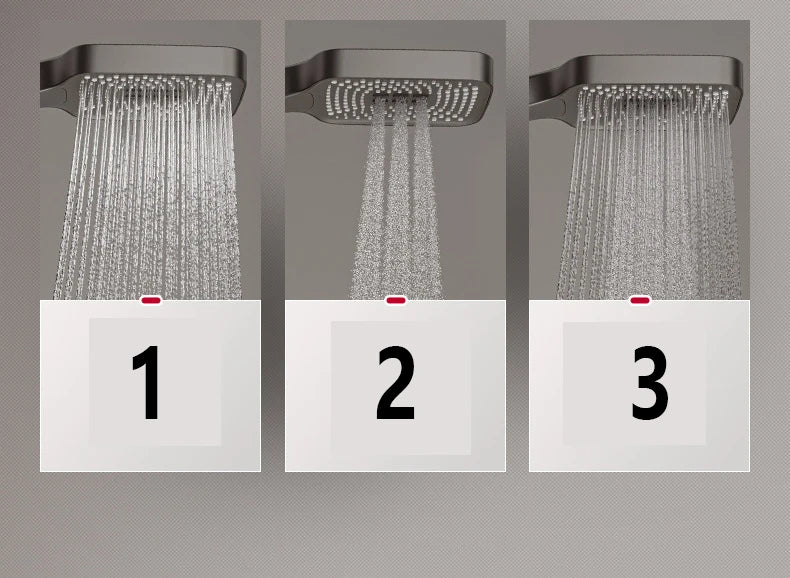 Black Digital Shower Set Bathroom Rainfall Brass Wall Mounted 4Way Shower Faucet Bathtub Thermostat Rain Mixer Tap Shower System