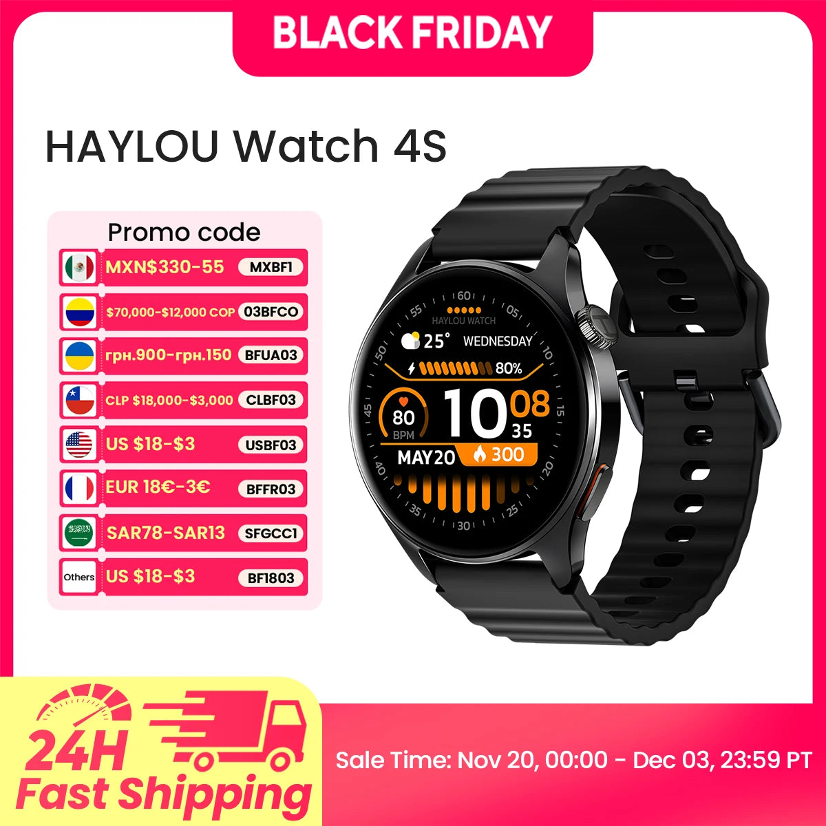 HAYLOU Watch 4S GPS Smartwatch 1.43” HD AMOLED Display 5 Satellite GPS Positioning 120+ Workout Modes Sport Fitness Smart Watch