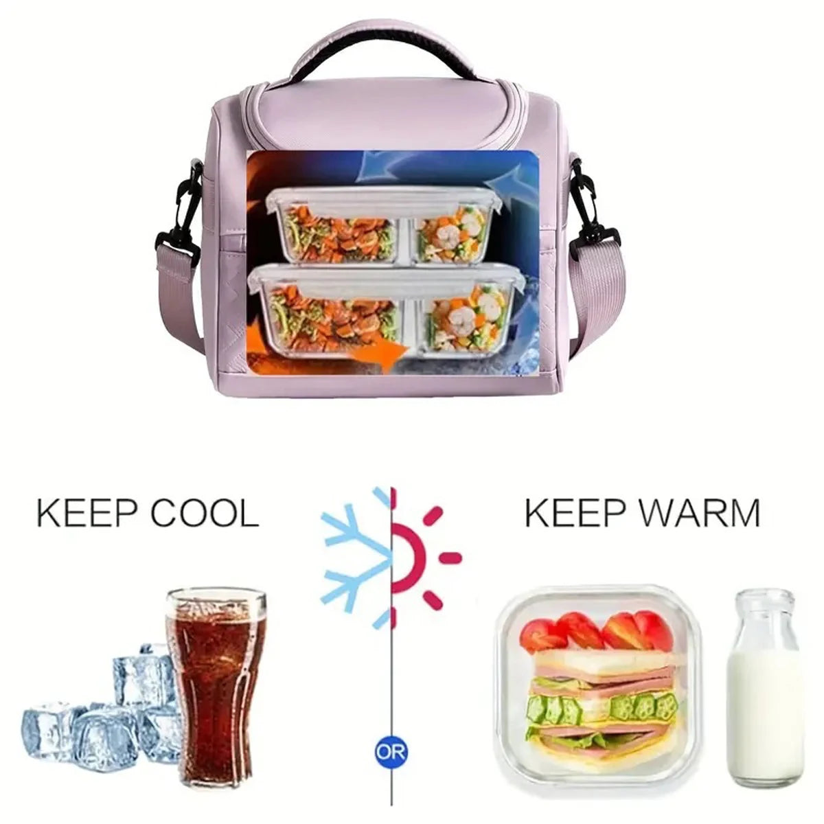 Large Insulated Lunch Bag Cooler Hand washable durable polyester lunch box with padded shoulder strap for work, school, picnics