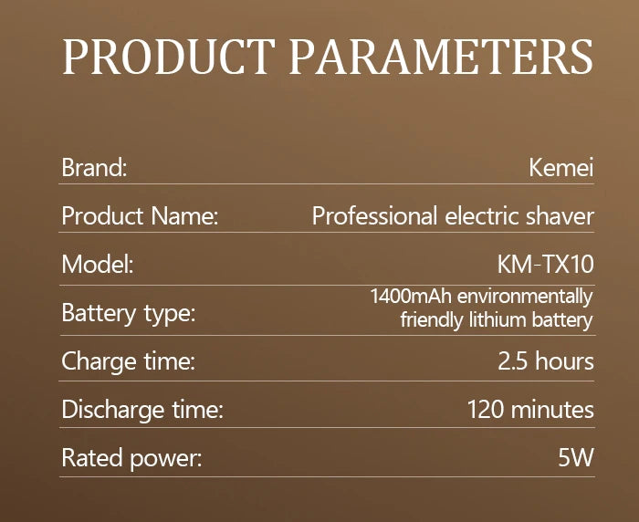 Kemei TX10 Electric Shaver Hair Rechargeable Beard Foil Razor For Men Bald Head Shaving for Men Machine