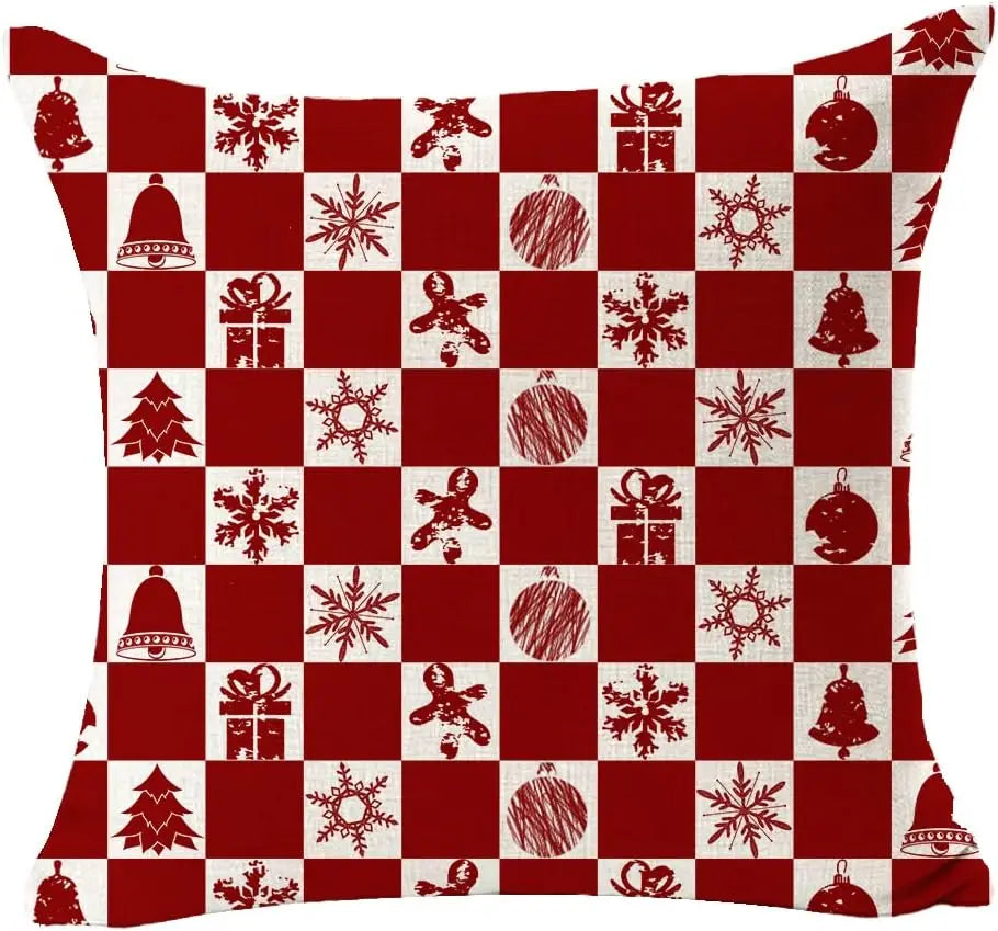 Merry Christmas snowflake red bear linen decorative pillow cover home sofa decorative cushion cover  cushion cover 45x45