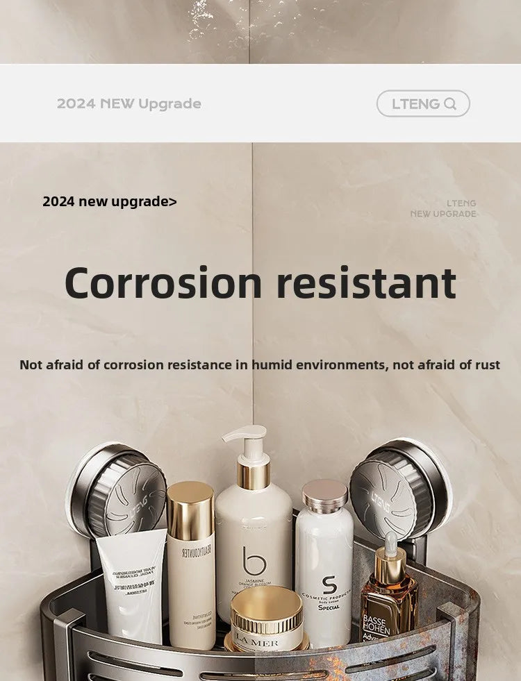 Bathroom suction cup triangular basket storage rack, bathroom washbasin corner, no need to drill holes, wall-mounted toilet