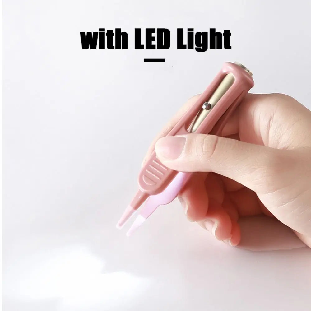 1PC Baby Dig Booger Clip Infants Clean Ear Nose Navel Safety Tweezers Safe Forceps Cleaning Supplies Forceps With LED Light