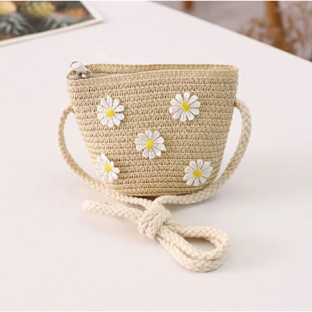 Kids Cute Hand Bag Children's Weave Shoulder Bags Fashion Straw Cross Bag For Girls Made From Natural