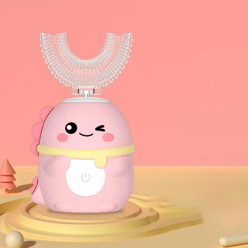 360° Sonic Electric Toothbrush for Kids Children U Shape Automatic Silicone Tooth Brush Smart Timer Rechargeable Blue Light IPX7