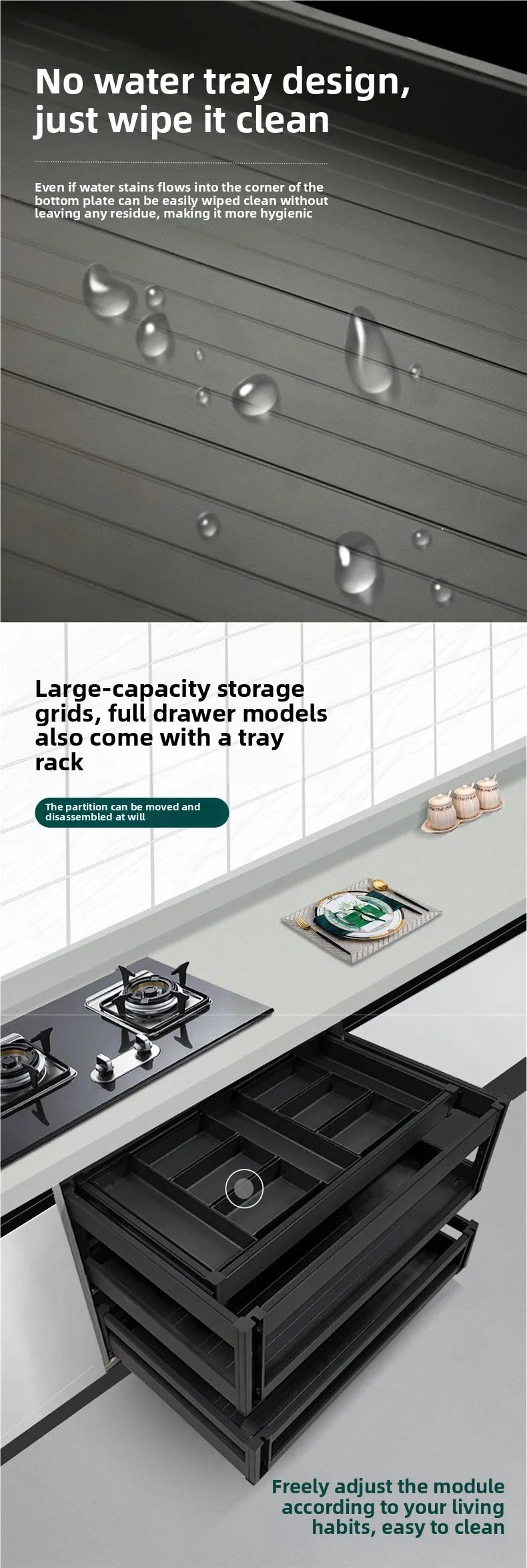 Kitchen Cupboard Basket Three-layer Drawer Bowl Rack, Cupboard With Dish Basket In Cupboard, Kitchen Cabinet, Cupboard Rack