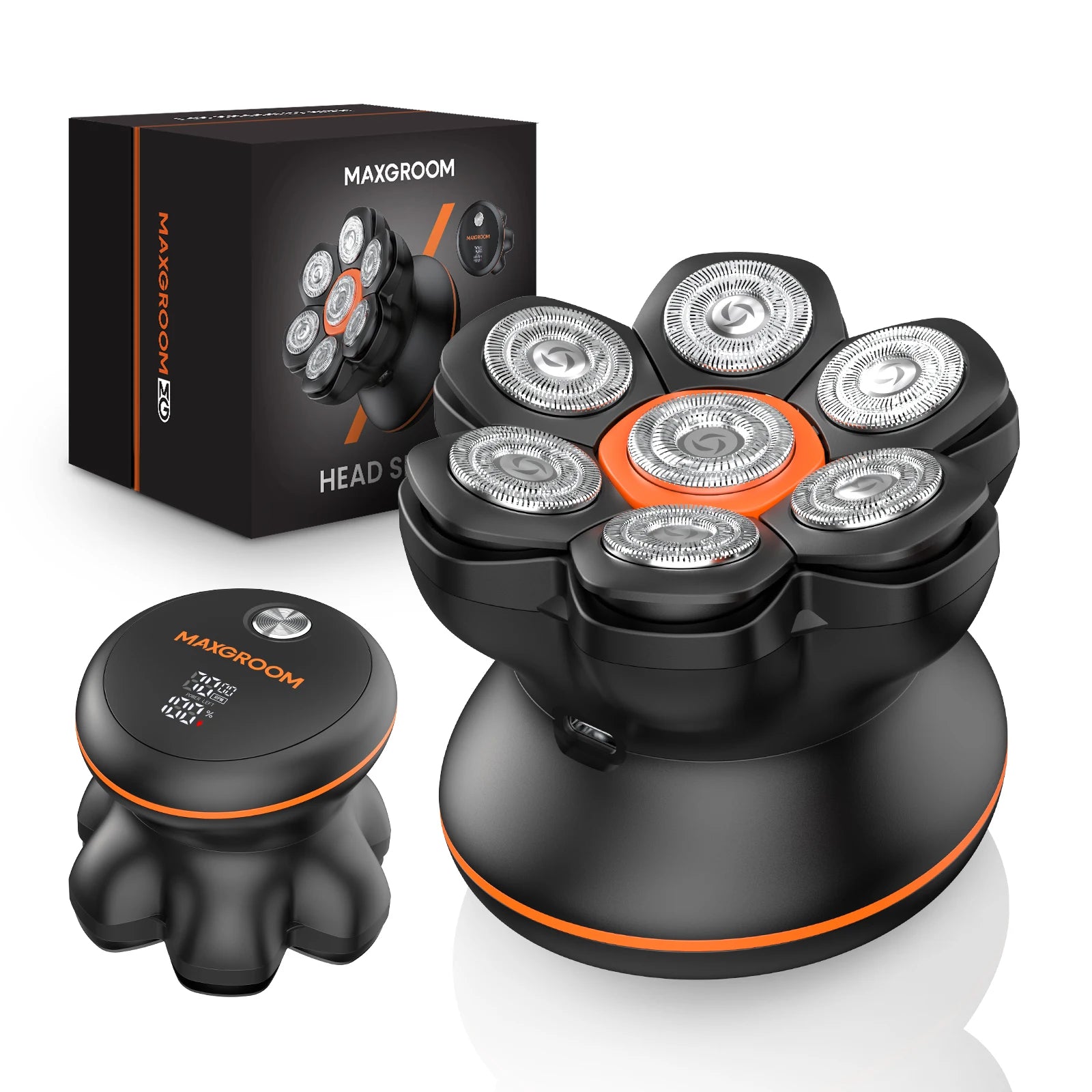 MAXGROOM 7D Head Shavers for Bald Men Wet/Dry Electric Shaver Hair Trimmer USB Rechargeable LED Display Waterproof Beard Trimmer