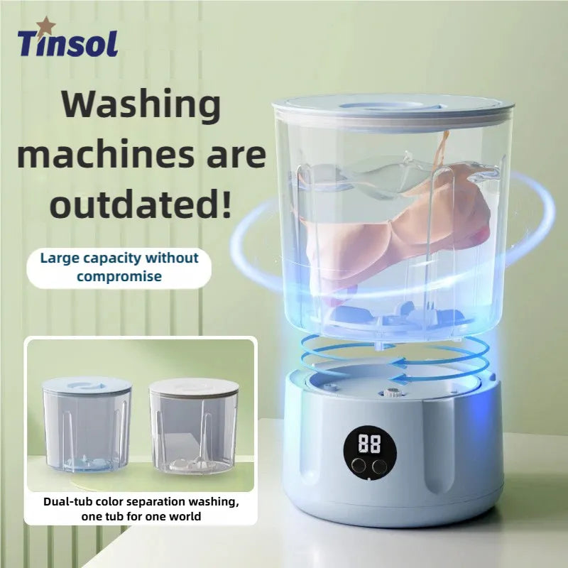 TINSOL Portable Mini Washing Machine Laundry Device Perfect for Travel Socks & Underwear Cleaning Effortlessly Clean Your Clothe