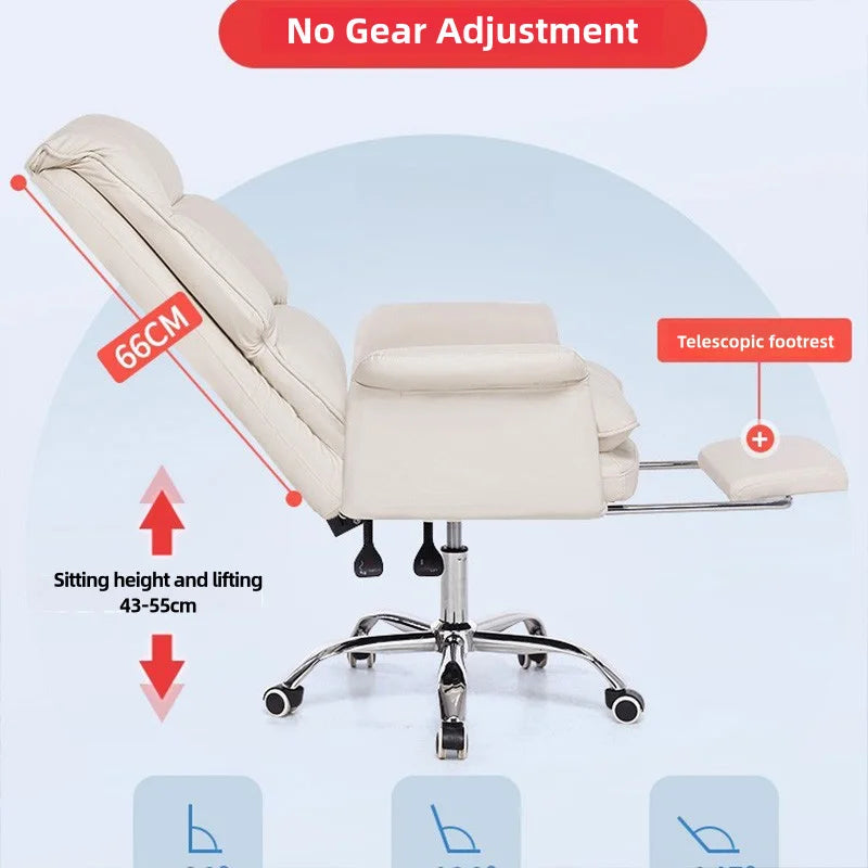 Boss Computer Chair Home Office Computer Sofa High Backrest PU Leather Ergonomic Reclining Swivel Seat for Home Study Backrest