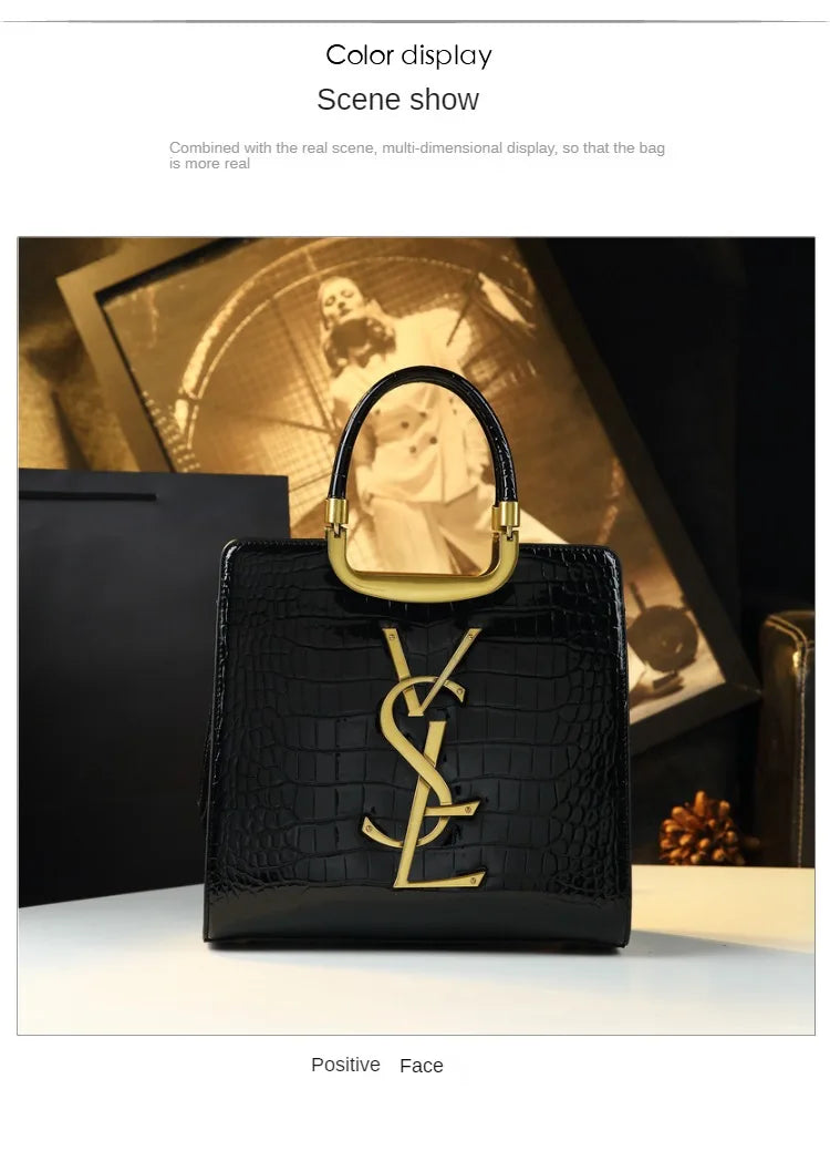 High-grade light luxury handbag 2024 new autumn and winter fashion Tote bag women's crocodile print single shoulder crossbodybag