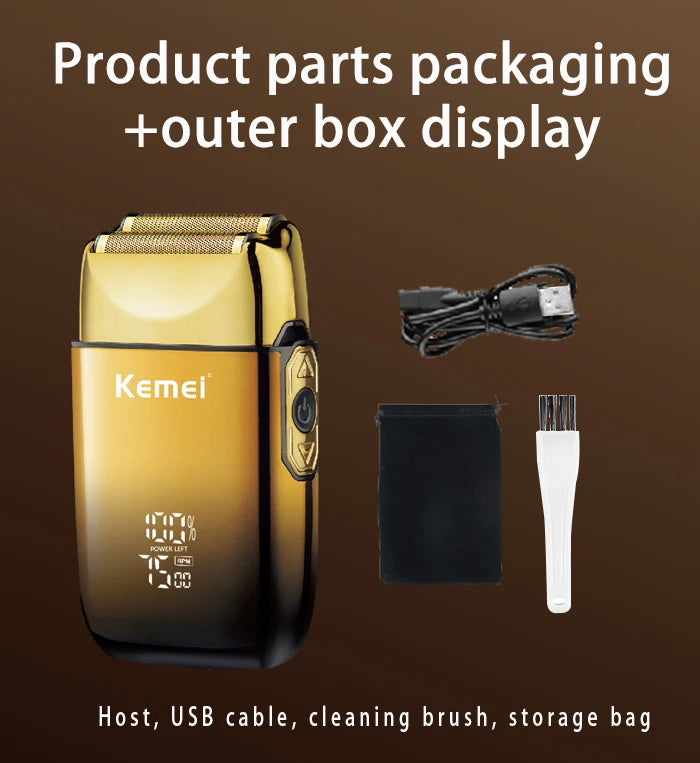 Kemei KM-TX10 Electric Shaver Beard Trimmer Man Rechargeable Dry Wet Shaver Machine Reciprocating Safety Razor Blade Replacement