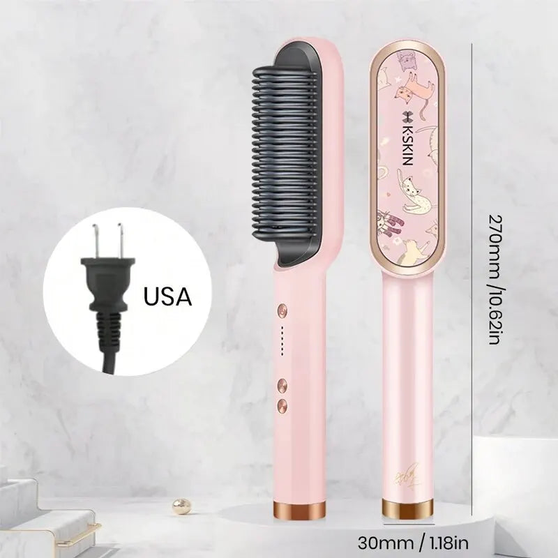 KSKIN Hot Sale Hair Straightener 2 in 1 Brush Multifunctional Professional Hair Flat Iron Hair Comb