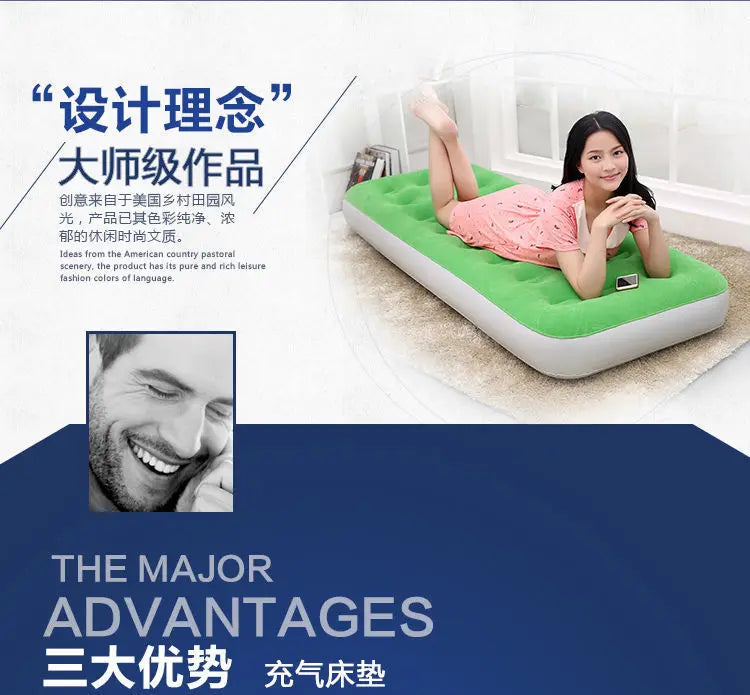 Inflatable Household Single Folding Bed Air Cushion Bed Double, Thickened Portable Air Bed Outdoor Inflatable Sofa