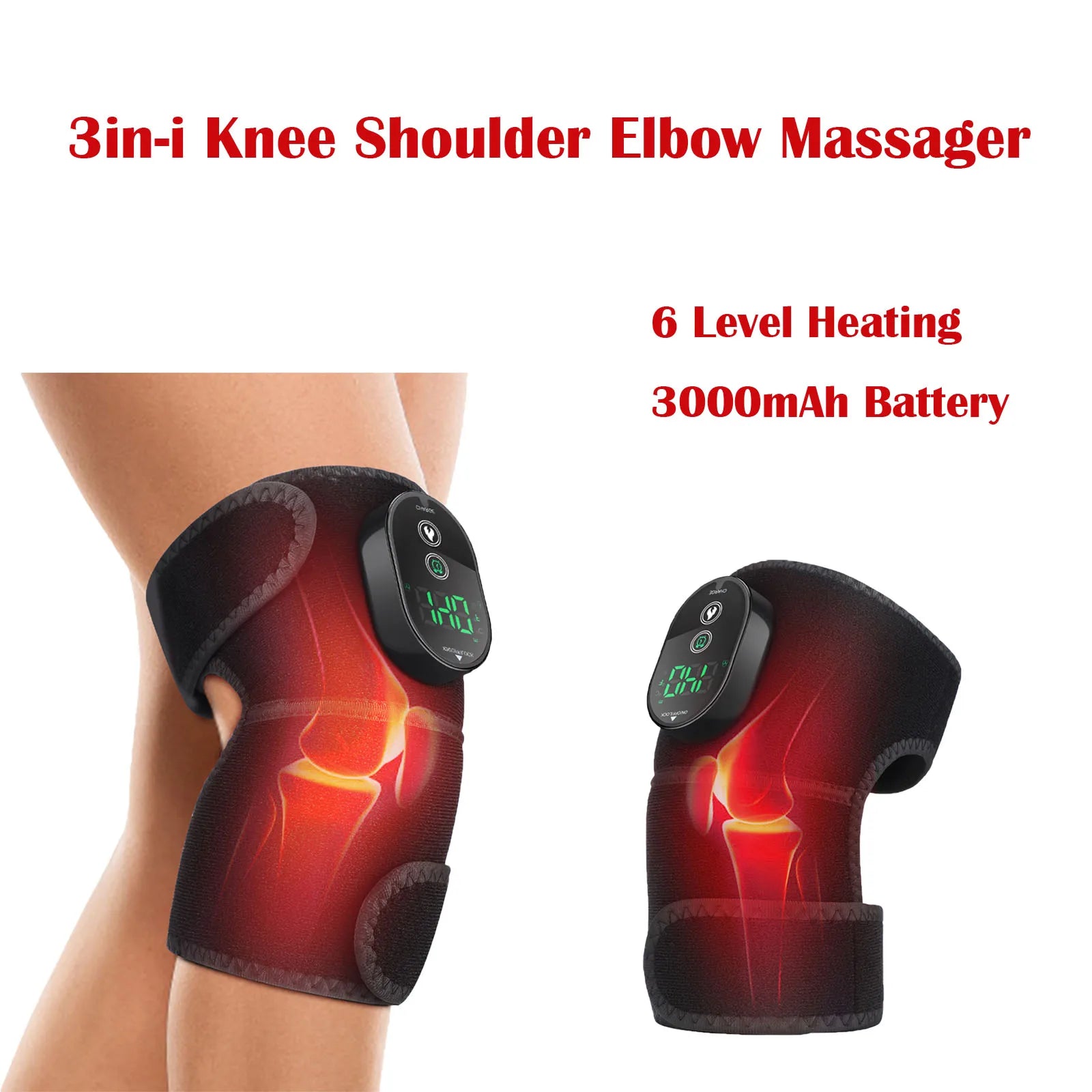 Wireless Heated Knee Massager Pads Brace Shoulder Elbow Support Muscle Wrap 6 Levels Hot Compress Reduce Stress Joint Health