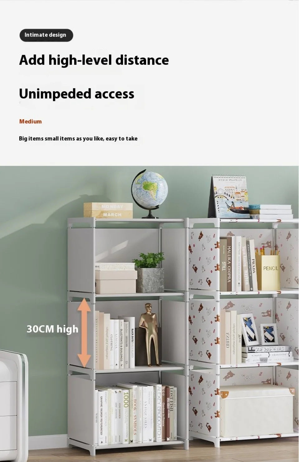 Bookshelf Simple Storage Locker Living Room Cabinets Easy Assembly Bookcase Multi-layer Metal Storage Rack 수납가구 이동식 수납장