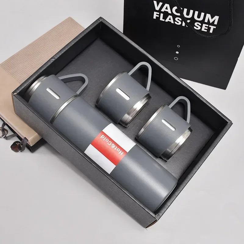 Stainless Steel Vacuum Flask Gift Set Business Style Thermos Bottle Outdoor Travel Insulation Cup for Couple Office Drinkware