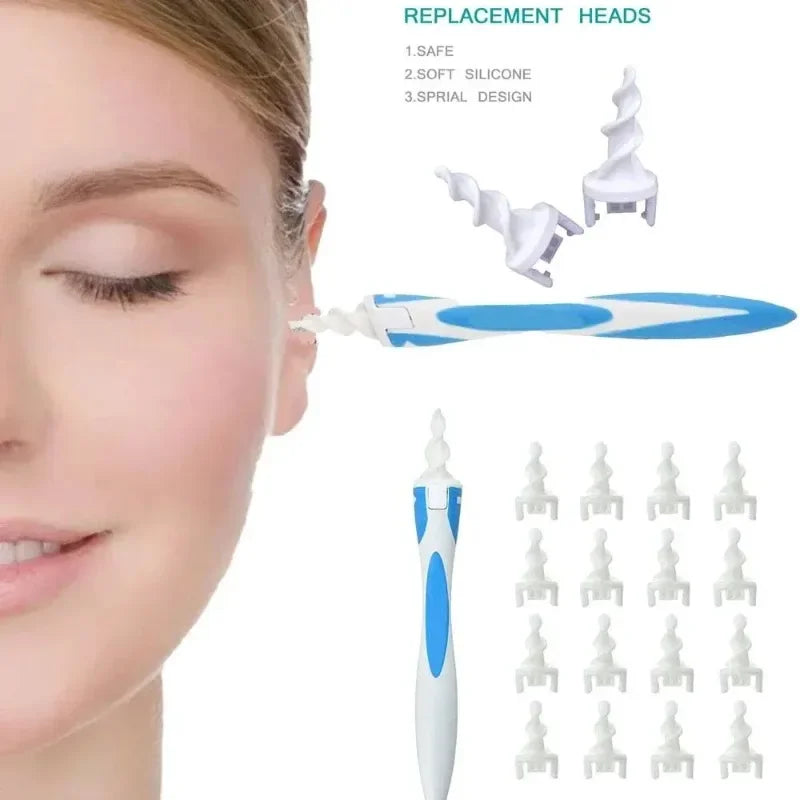 Ear Wax Remover Tool Spiral Ear Cleaner With Soft Silicone 16 Replacement Tips Simply To Grab Extract Earwax Ears Cleaning Care