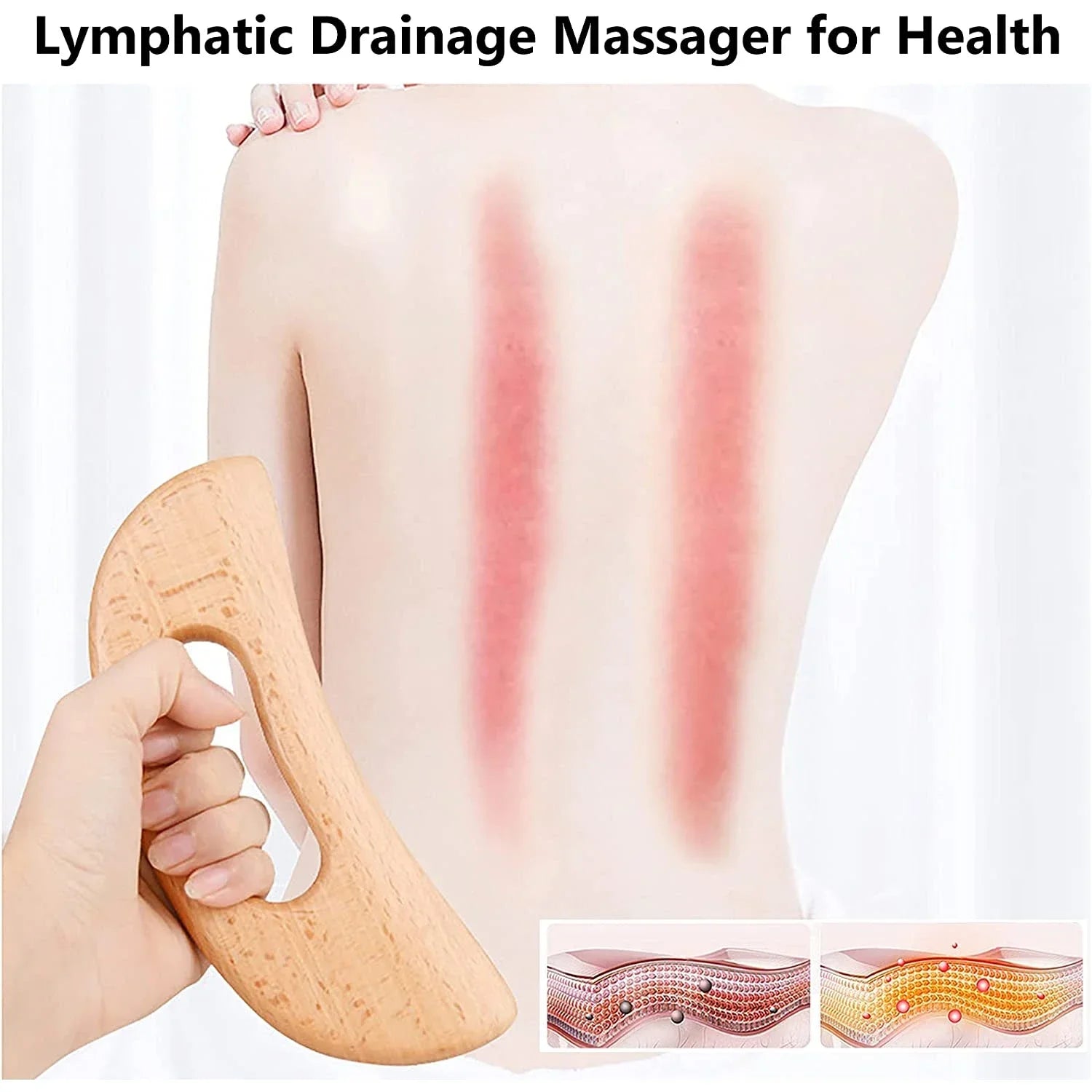 Body Gua Sha Tool Wooden Lymphatic Drainage Tool for Anti Cellulite and Relieve Muscle Fatigue Massage Tools for Neck Back