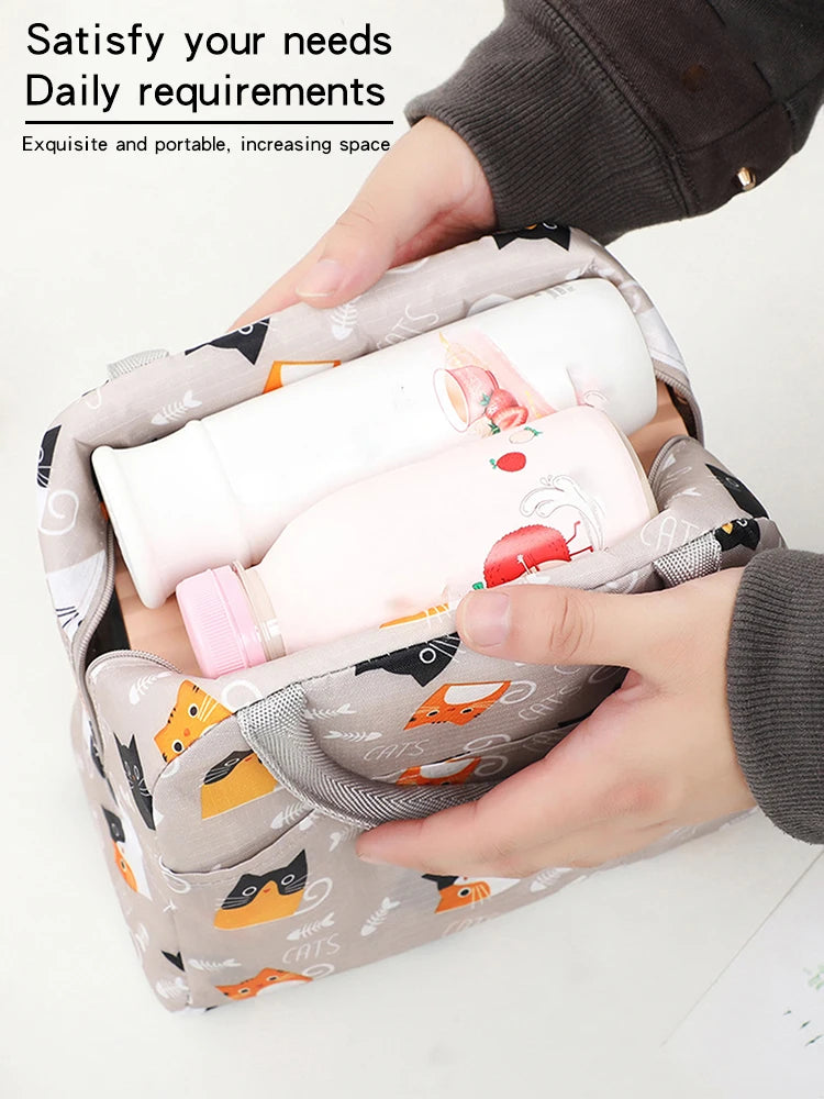 1PC Portable Lunch Bags Thermal Insulation Lunch Box Storage Bag Children's School Lunch Box Bag Picnic Storage Large Capacity