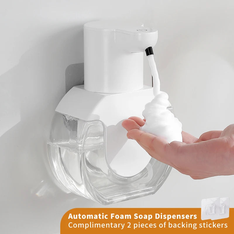 New Wall Mounted Automatic Soap Dispenser Foam Smart Hand Washing Machine 420ml Liquid Rechargeable Bathroom Induction Sensor