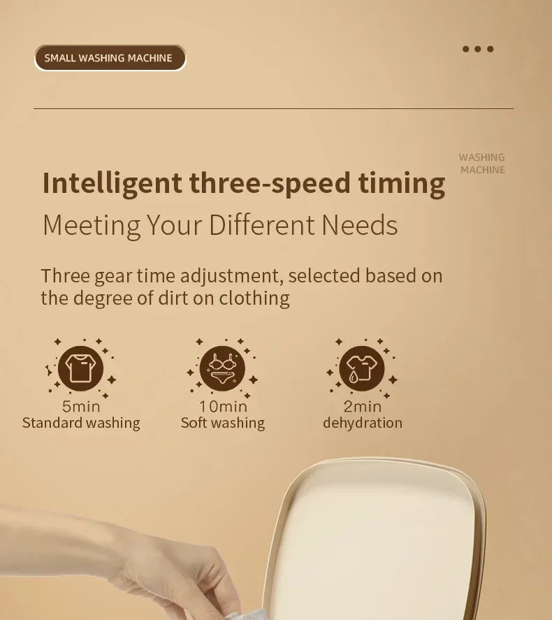 Folding Portable Washing Machine Big Capacity with Clothes Spin Dryer Bucket Travel Socks Underwear Panties Washing Machine