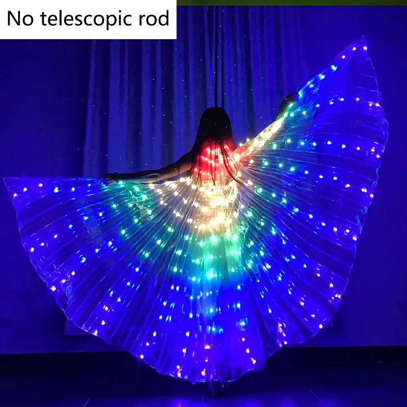 LED Luminous Butterfly Wing Belly Dancing Performance Costumes Stage Show Christmas Party Lighting Cloak Luminous Butterfly Wing