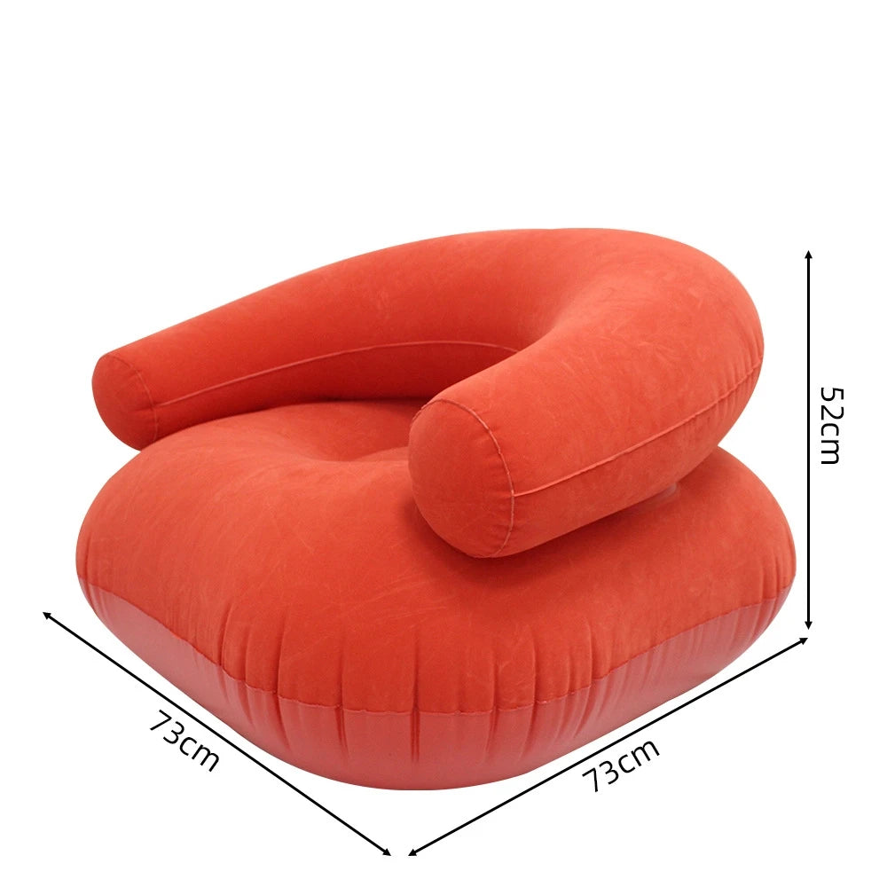 Lazy U-Shaped Inflatable Sofa Chairs Flocking Pvc Lounger Seat Outdoor Camping Living Room Portable Folding Air Single Sofa