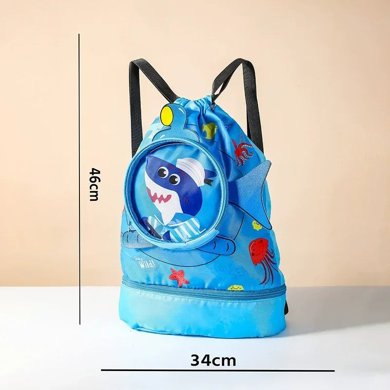 Children's Swimming Bag Kids Waterproof Storage Shoulder Packs Hand Luggage Backpack Wet Dry Separation Bag Large Capacity Pouch