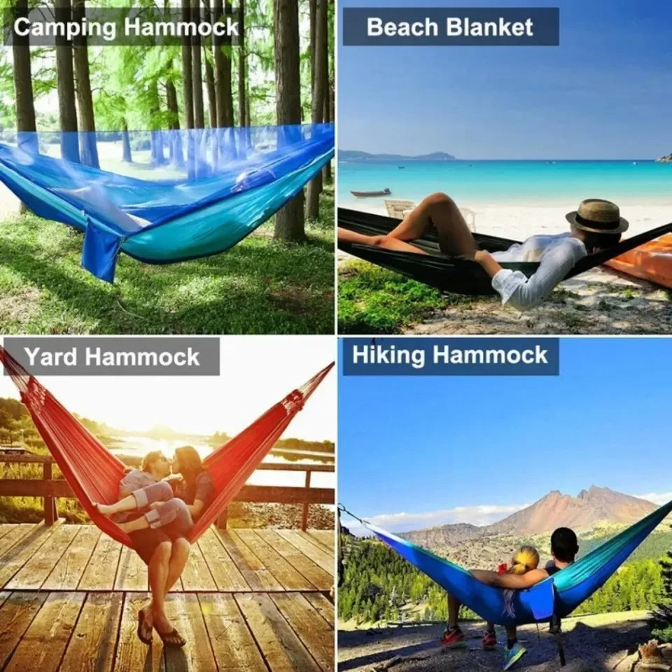Outdoor Camping Hammock High Strength Parachute Fabric With Mosquito Net Lightweight Hanging Hammocks Hanging Bed Net 250x120cm