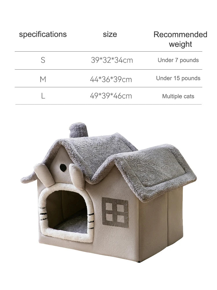 Foldable Dog House Kennel Bed Mat For Small Medium Dogs Cats Winter Warm Cat Bed Nest Pet Products Basket Pets Puppy Cave Sofa