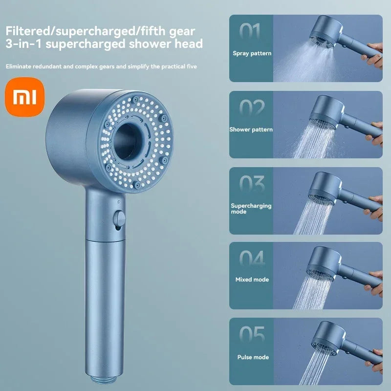 Xiaomi 5-Modes Shower Heads High Pressure Mijia ShowerHead Set Portable Rainfall Faucet Tap Bathroom Bath Home Bathroom Upgrade