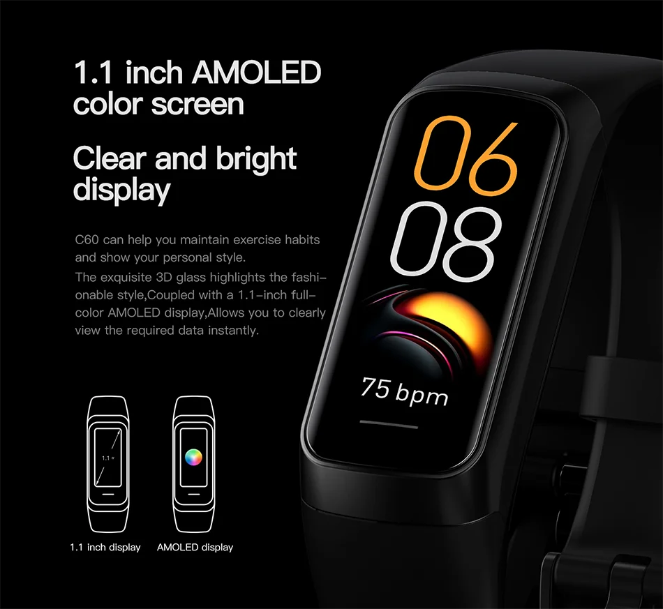 LIGE Amoled Smart Watch Men 2023 Smart Band Women Heart Rate Blood Smartwartch Waterproof Smart Bracelet Sport Fitness Tracker