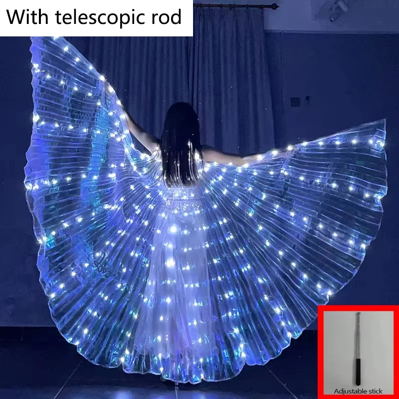 LED Luminous Butterfly Wing Belly Dancing Performance Costumes Stage Show Christmas Party Lighting Cloak Luminous Butterfly Wing