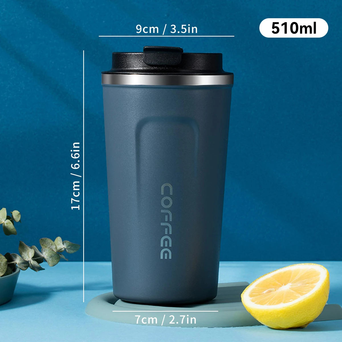 WORTHBUY 510ML 304 Stainless Steel Thermos Water Cup Portable Tumbler Leak-proof Drinkware Double Wall Insulated Coffee Mug