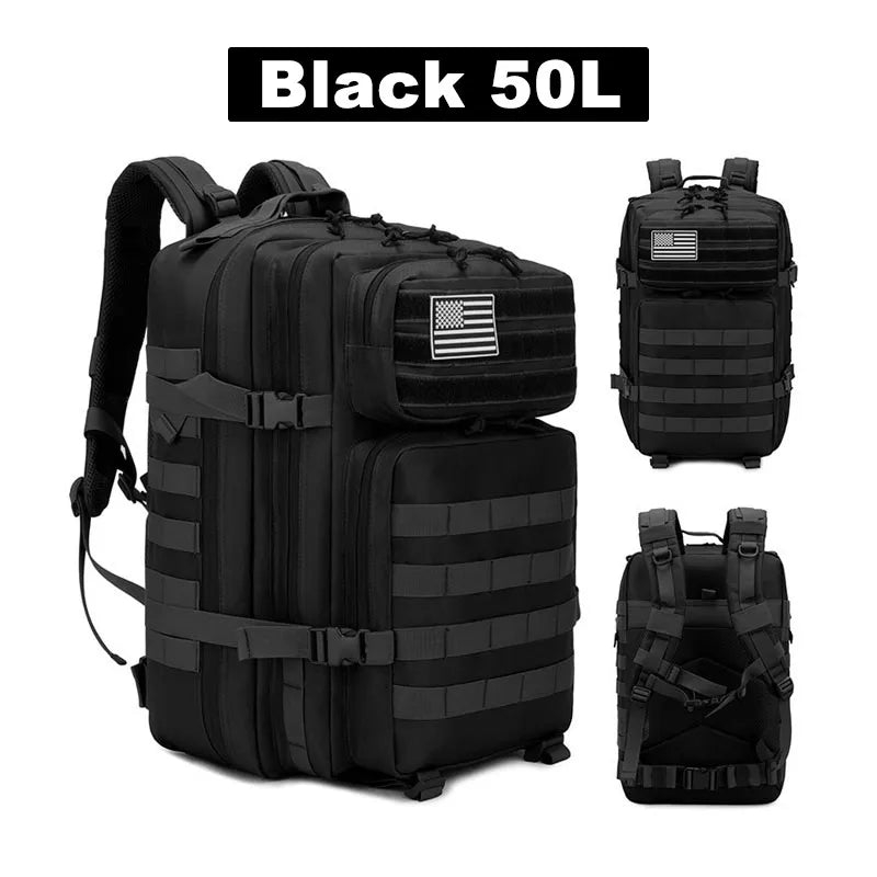50L Tactical Backpack Men's Travel Large Capacity Rucksacks Men Waterproof Outdoor Sports Multi-functional Bags