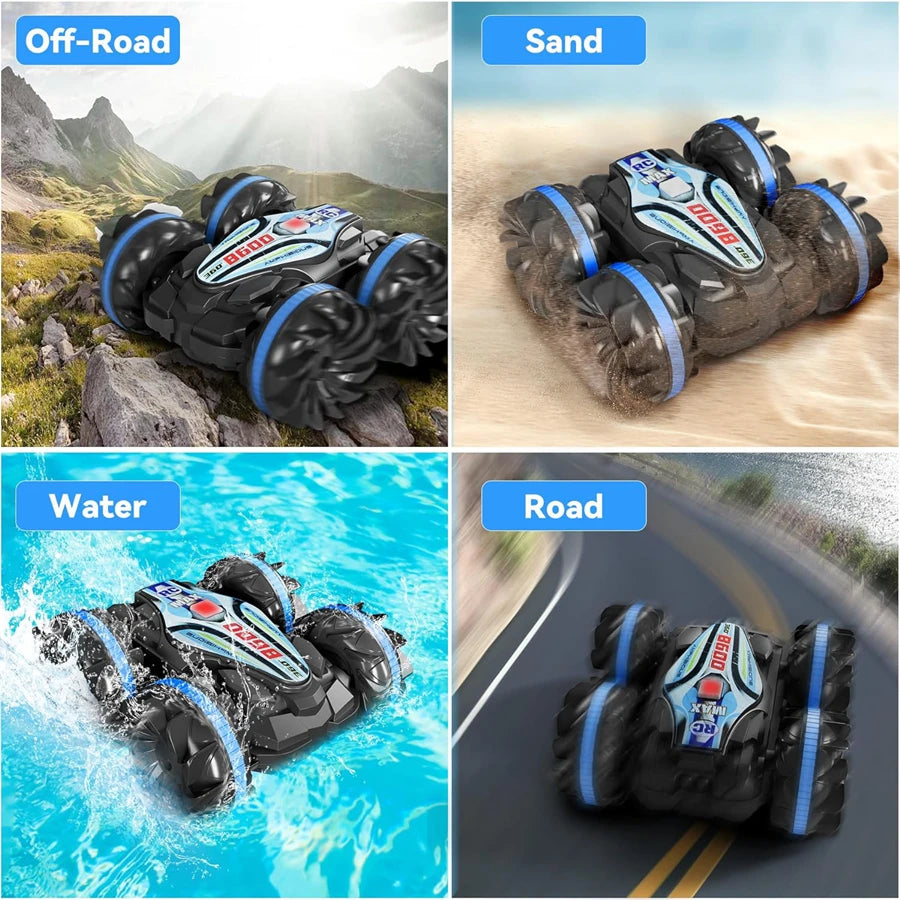 Amphibious RC Car Remote Control Stunt Car Vehicle Double-sided Flip Radio 4WD Drift Off Road Outdoor Toys for Boy Children Gift