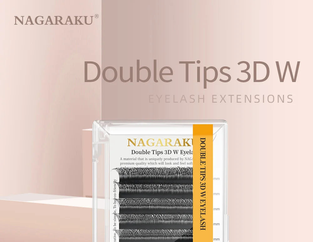 NAGARAKU Double Tips 3D W eyelashes W Shape Eyelash Extensions Blister Premade Fans