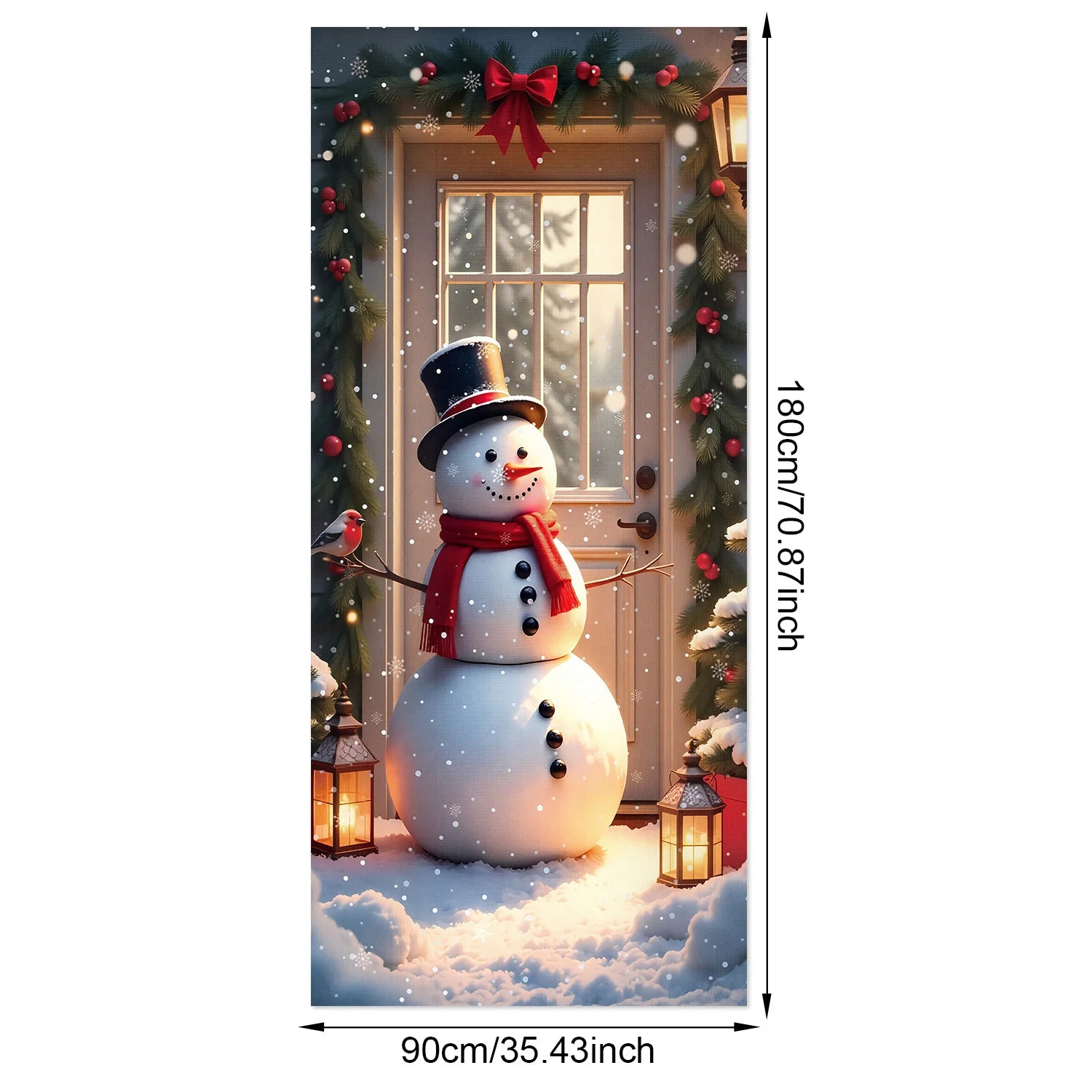 1pcs 2D Christmas Theme Door Cover Banner 2026 New Year Living room Decor Xmas Navidad Santa Snowman animals decor Favor Gift