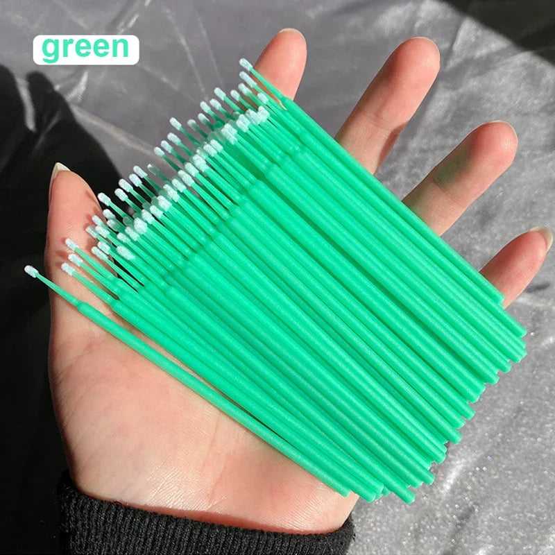 100Pcs Eyelash Cleaning Brush Lash Extension Micro Cotton Swab Individual Eyelashes Microbrush Beauty Makeup Clean Remover Tools