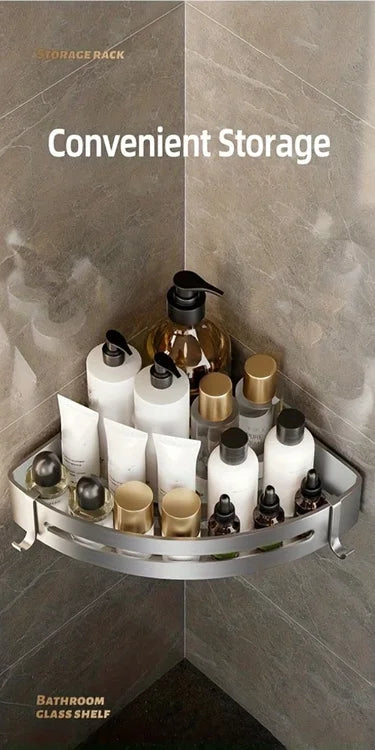 1 Piece Of White Storage Rack For Bathroom Storage Bathroom Partition Wall Mounted Triangular Square Bathroom Accessory