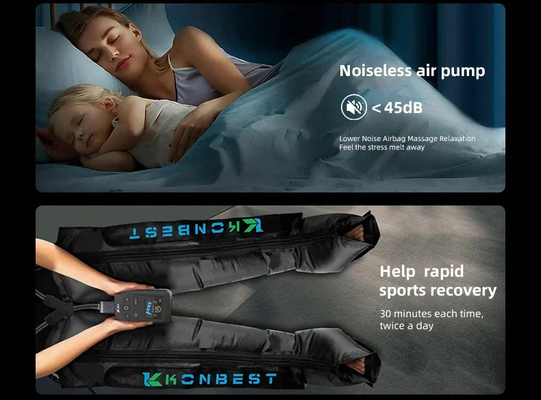 Air Compression Leg Massager Boots Foot Calf Pressotherapy Air Pressure Therapy Device 4 Chamber Fast Recovery Massage Machine