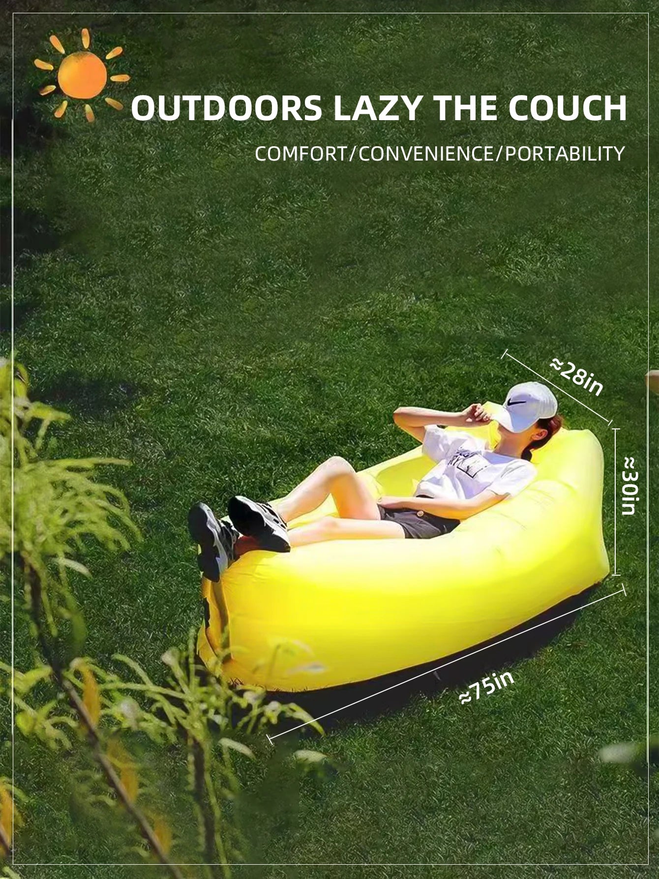 Outdoor lazy inflatable sofa, air mattress, single lounge chair, portable camping nap sofa