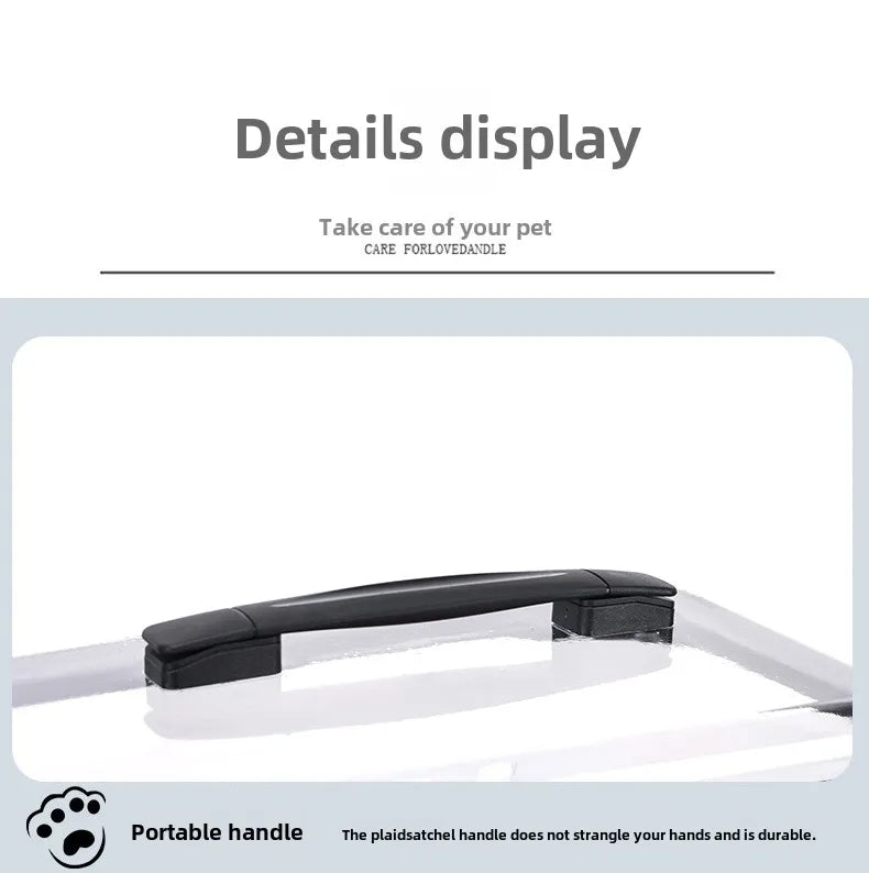 Fashion Transparent Cat Cage Large Capacity Pet Suitcase Breathable Cat Carriers Pull Rod/Handheld Dual Use Cat Transport Cart