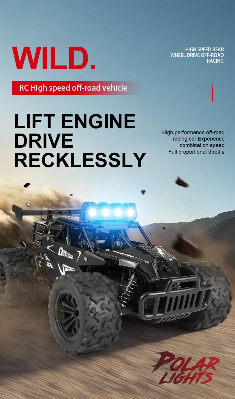 ZWN 1:16 2.4Gh Model RC Car With LED Lights 2WD Off-road Remote Control Climbing Vehicle Outdoor Cars Toys for Boys Girls Gifts