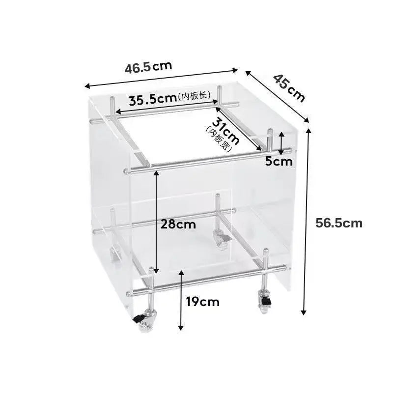 Acrylic Side Table Transparent Trolley Style Living Room Coffee Table Storage Cabinet Mobile Bedside Table Minimalist