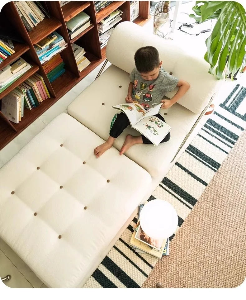 X&D Cream Style Lamb Fleece Leisure Folding Sofa Bed Fold Dual Use Single Small Unit Living Room Balcony Leisure Sofa Lazy Sofa