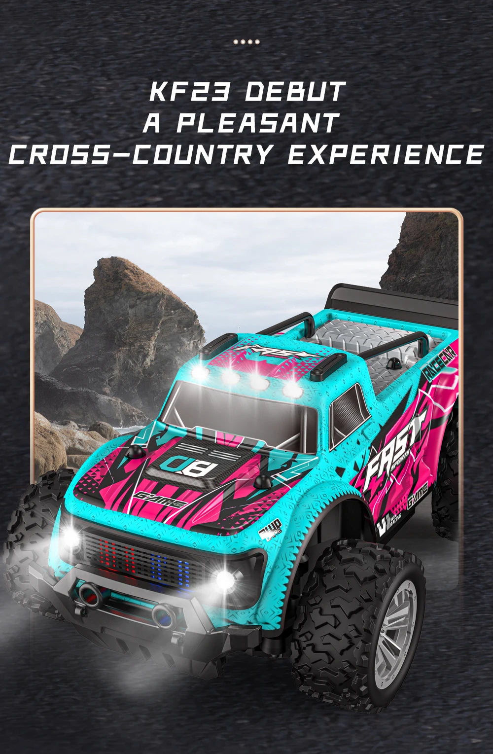 ZWN 1:16/1:20 2.4G Model RC Car With LED Light 2WD Off-road Remote Control Climbing Vehicle Outdoor Cars Toy Gifts for Kids