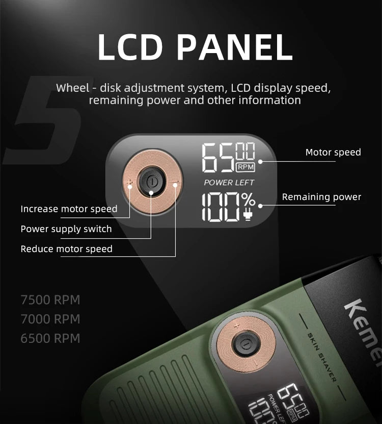 Kemei 2 in 1 Rechargeable Electric Shaver LCD Display Portable Cordless Men Reciprocating Razor Beard Trimmer