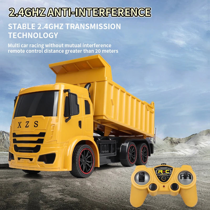 ZWN 2.4G Remote Control Excavator Dump Truck RC Model Car Toy Professional Alloy Plastic Simulation Construction Vehicle for Kid